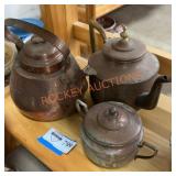 Vintage copper teapot lot