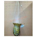 Vintage hand blown glass hanging planter