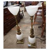 Vintage stiffel ostrich egg table lamp set