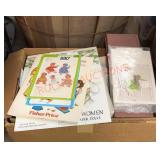 Box full of vintage sewing patterns and notions