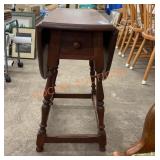 Vintage solid wood drop leaf table with drawer