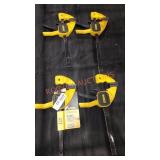Dewalt 6in 2 7/16 in medium trigger clamp lot of
