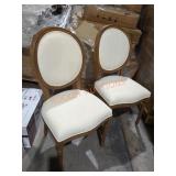 White Upholstered Wood Frame Dining Chairs