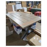 67"×39.5" Metal Outdoor Patio Table Wood Look