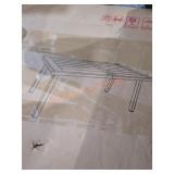 Metal + teal rectangular table approx. 64"