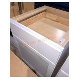 34.5"H x 24"W x 25"D White wood cabinet w drawer