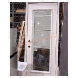 Brickmould door with large window and blinds