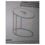 Oval side table with marble top 20"D x 12"W