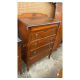 Vintage three drawer, tall dresser on casters