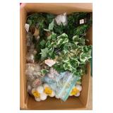 Misc. faux flower and crafting decor box and tote