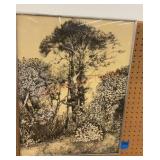 Framed print, signed