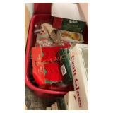 Miscellaneous household tote lot and Christmas