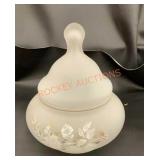 Vintage Viking glass candy dish handpainted