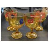 Vintage amber coca-cola and beer goblets
