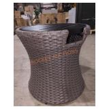 Hampton Bay 20" Black Wicker Outdoor Side Table