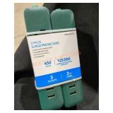 2 Pack Surge Protectors 3 Outlets, 3ft Cord