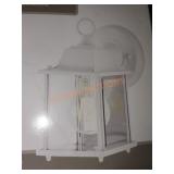 Small White Exterior Wall Lantern 8"H