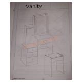 FUFU&GAGA 4-Drawers White Wood Makeup Vanity