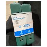2 Pack Surge Protectors 3 Outlets, 3ft Cord