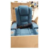 Blue recliner with Cup holders and storage