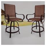 Swivel metal outdoor chair pair