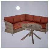 Camden point steel wicker 3pc sectional dining