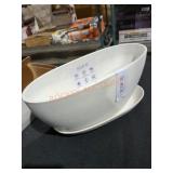 Eco Pots Sofia 12" Oval Planter w/ Saucer, White