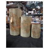 Set of 3 Gold Metal Leaf Candle Holders