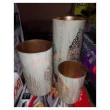 Metal Leaf Decorative Candle Lanterns (Set of 3)