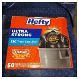 Hefty trash  and 33 gallon