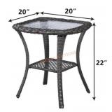 Gymojoy 20" Wicker Brown Side Table