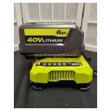 Ryobi 6AH 40V Lithium Battery and 40V Charger