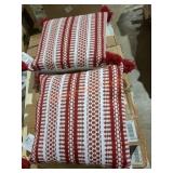 20" Woven Red/White Square Throw Pillows