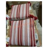 20" Woven Red/White Square Throw Pillows