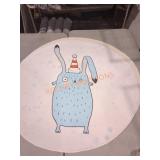 45" Blue & White Bunny Washable Soft Nursery Rug