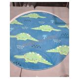 45" Blue Alligator Washable Soft Nursery Rug