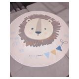 45" Pale Yellow Lion Washable Soft Nursery Rug