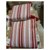 20" Woven Red/White Square Throw Pillows