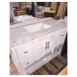 43" x 22" x 36" White Vanity w/ Marble Top