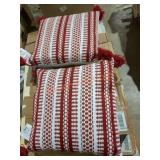 20" Woven Red/White Square Throw Pillows
