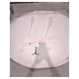 45" Pink & White Striped Bunny Soft Nursery Rug