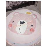 45" Pink Bear Soft Washable Nursery Rug