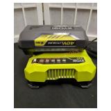 Ryobi 2AH 40V Lithium Battery and 40V Charger