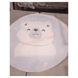 45" Light Blue & White Polar Bear Soft Nursery Rug