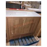 36" x 19" x 35" Brown Vanity w/ White Top