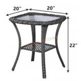 Gymojoy 20" Wicker Brown Side Table