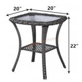 Gymojoy 20" Wicker Brown Side Table