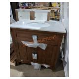 Home Decorators Brown Vanity w/ Marble Top