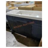 48" x 19" x 35" Blue Vanity w/ White Top