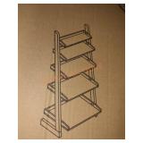55 in. Antique Wood 5-shelf Ladder Bookcase